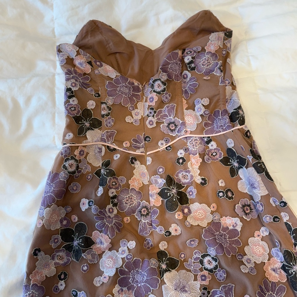 For Love & Lemon Floral Strapless Dress Size S - Picture 8 of 9